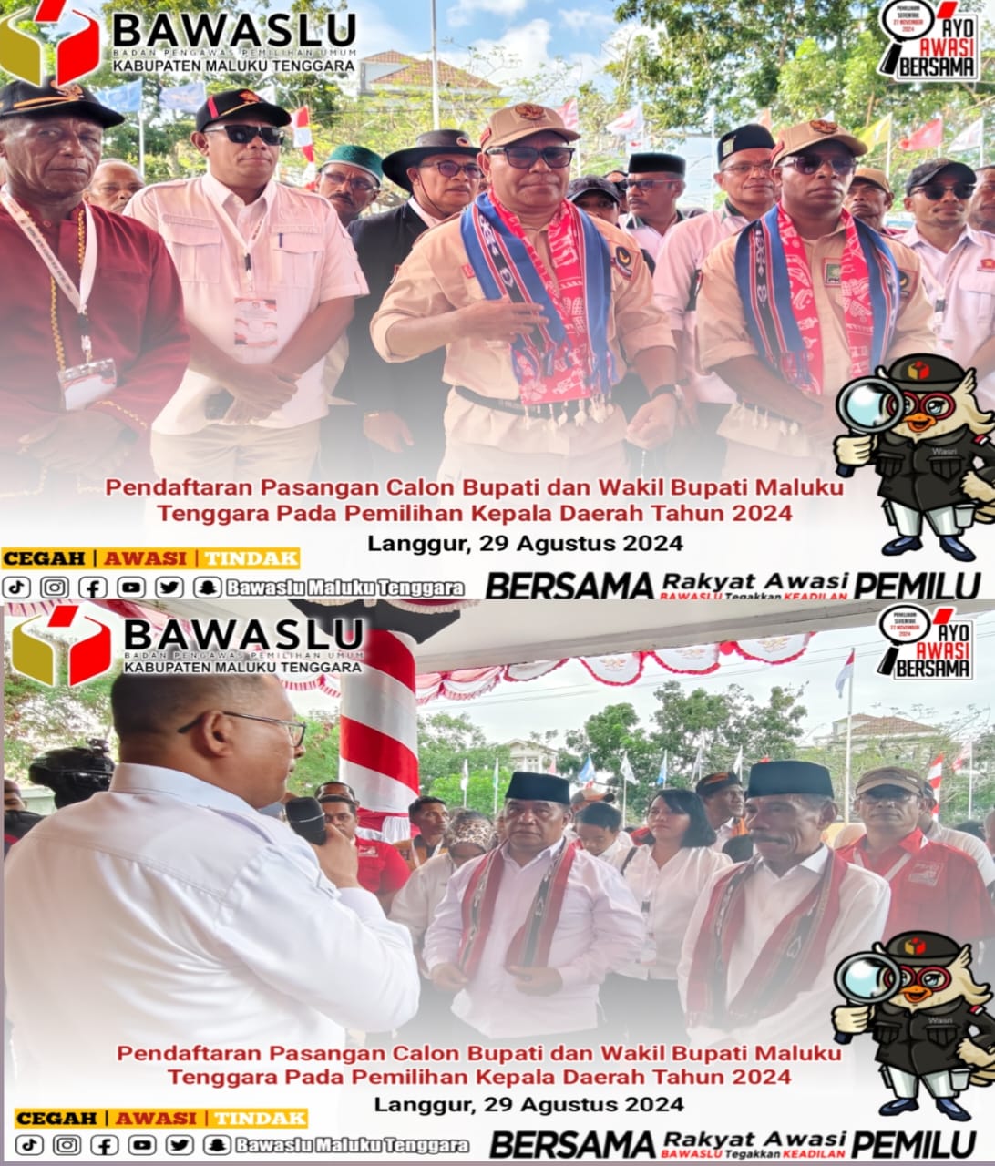 Bawaslu Kabupaten Maluku Tenggara Awasi Hari Terakhir Pendaftaran Calon Bupati dan Wakil Bupati Maluku Tenggara