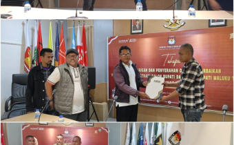 Penyerahan Dokumen Perbaikan Persyaratan Bakal Calon Bupati dan Wakil Bupati Kab. Maluku Tenggara. (Sumber foto: Humas Bawaslu Malra)